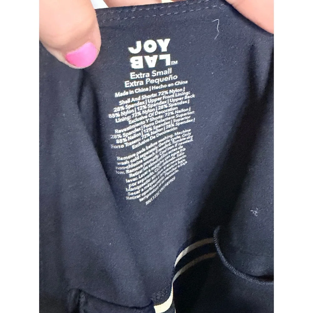 JoyLab Black Active Dress Square Neck Striped Waist Tennis Athleisure XS
